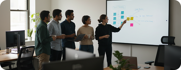 Senior engineer reviewing an AI-assisted change before it merges