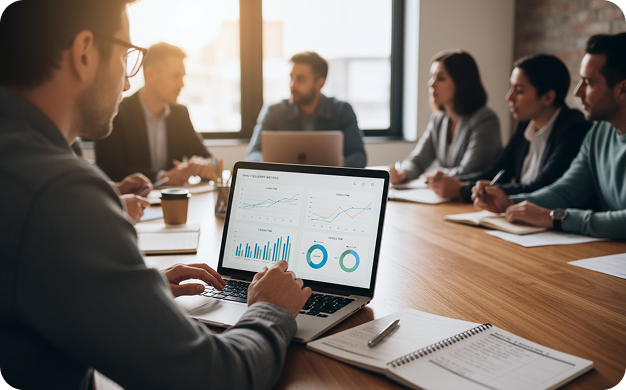 Engineers reviewing delivery metrics on a dashboard
