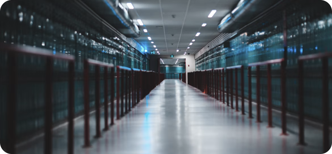 Data centre corridor — cloud infrastructure