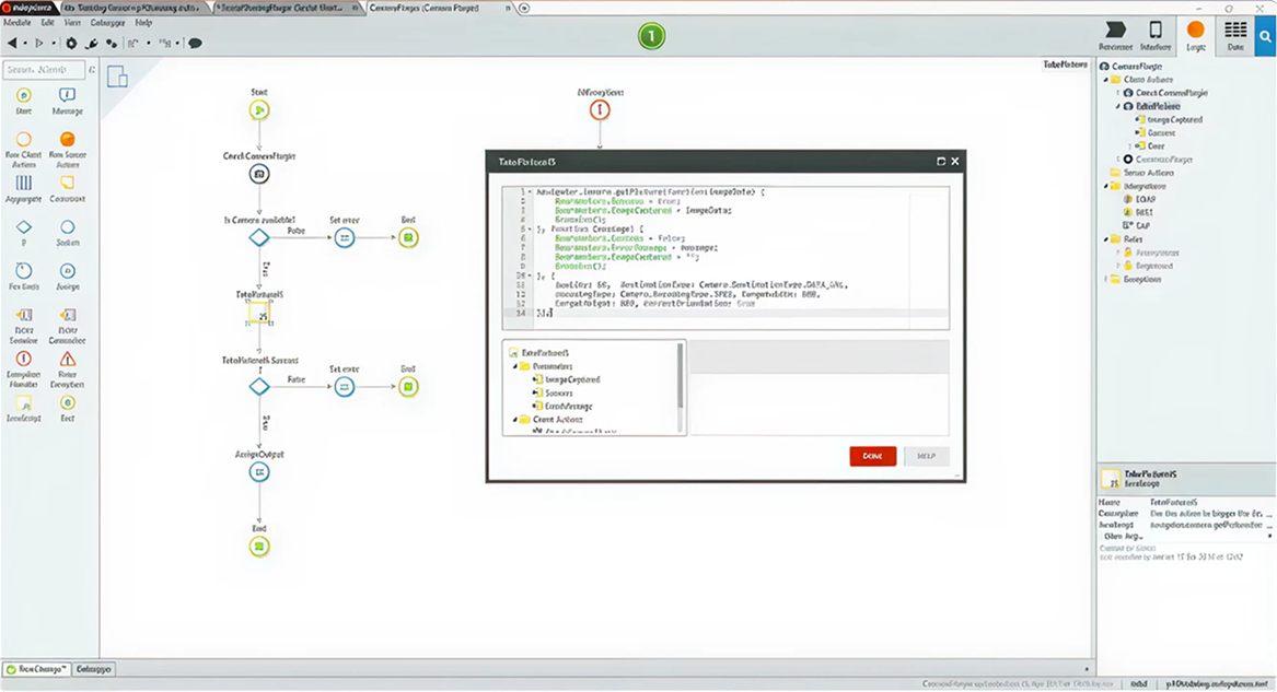 OutSystems Visual Workflow Logic Builder and JavaScript Integration Visual Canvas